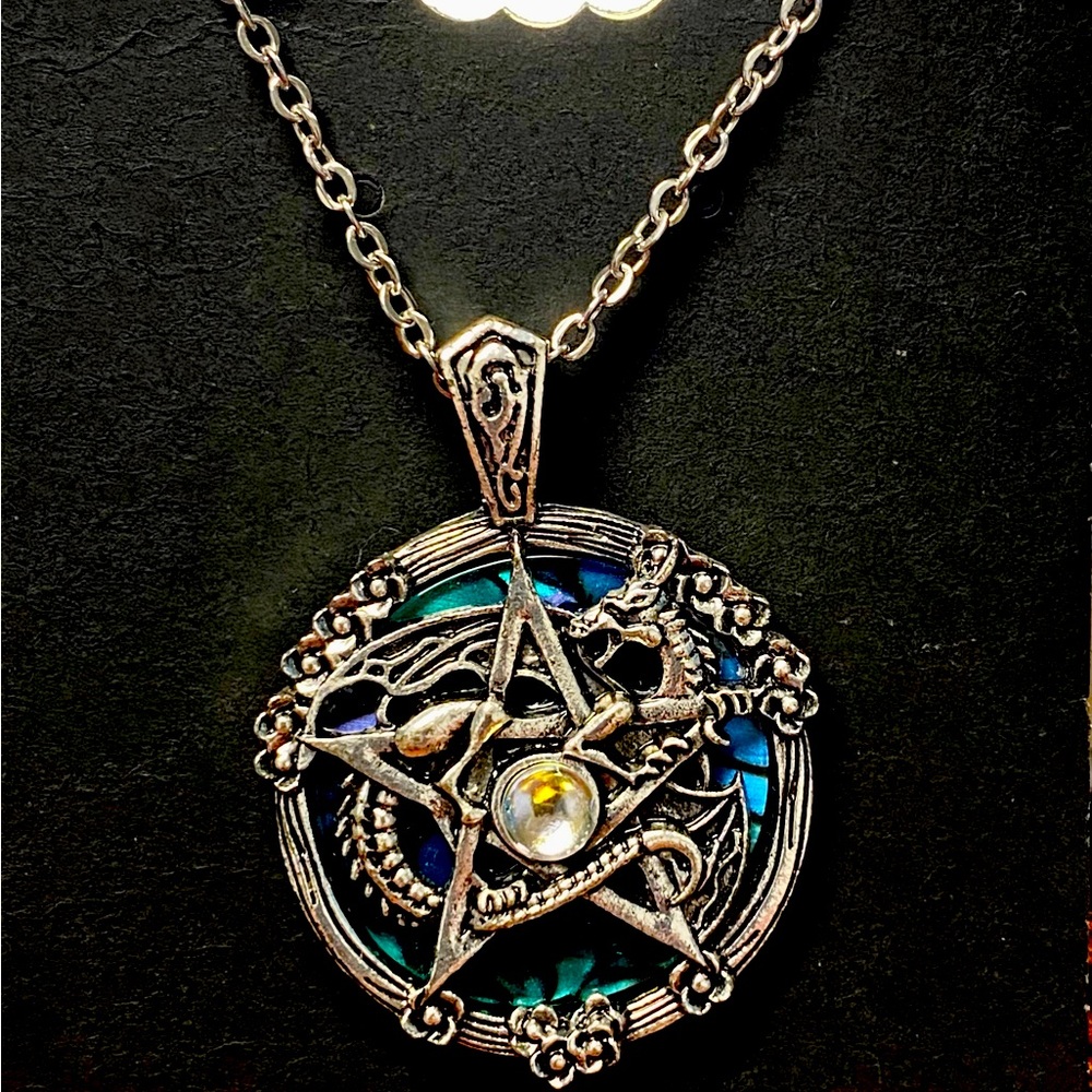 Silver Dragon Pentacle Necklace